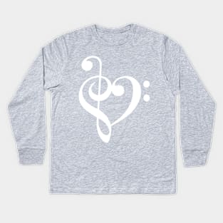 heart shaped treble and bass clef Kids Long Sleeve T-Shirt